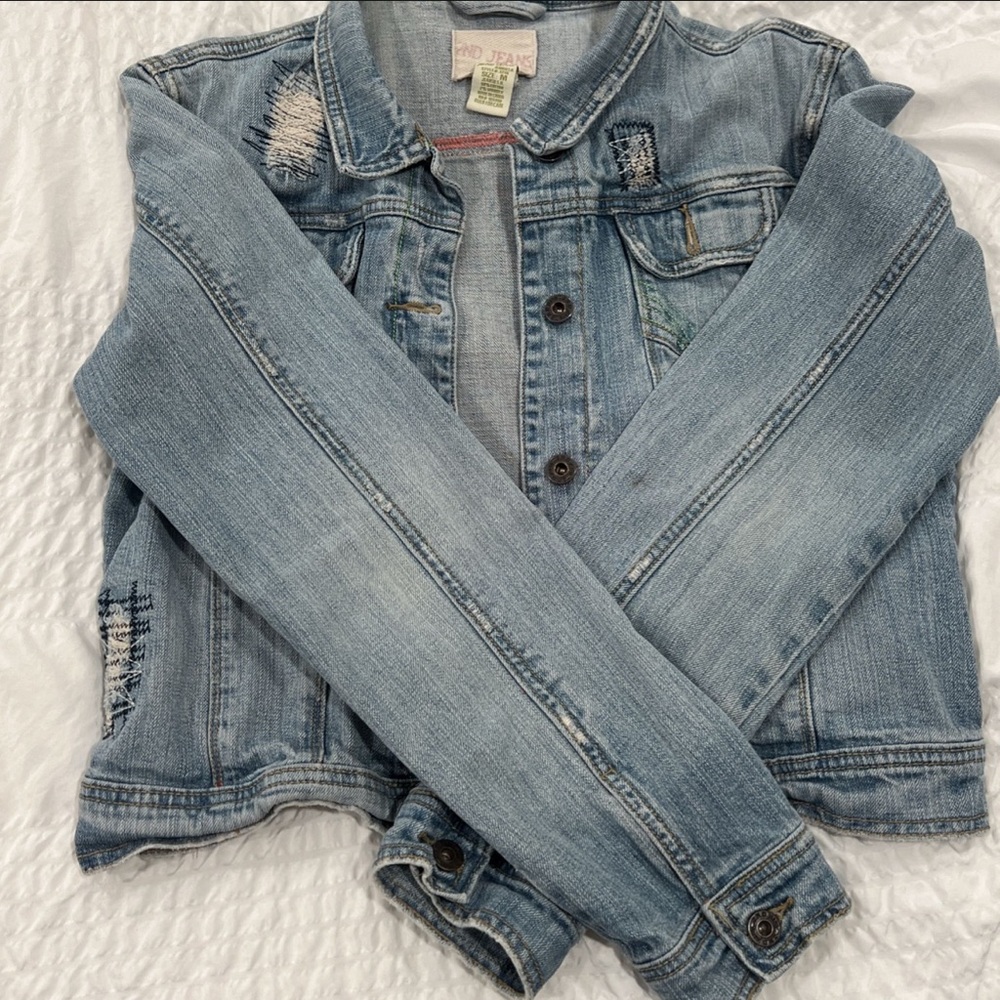 Denim Jacket with Distressed Details